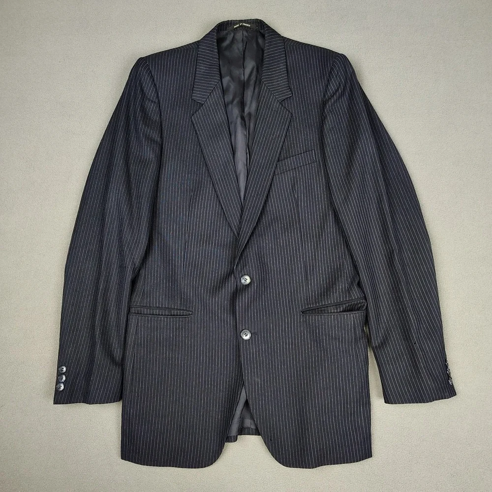 Yves Saint Laurent Blazer Men 36 Navy Pinstripe 2 Button Vented Classic Coat